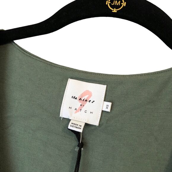 NEW The Nines by Hatch Maternity Dress Maxi Rayon Ruched Sleev Olive Green Sz XS - Picture 4 of 8